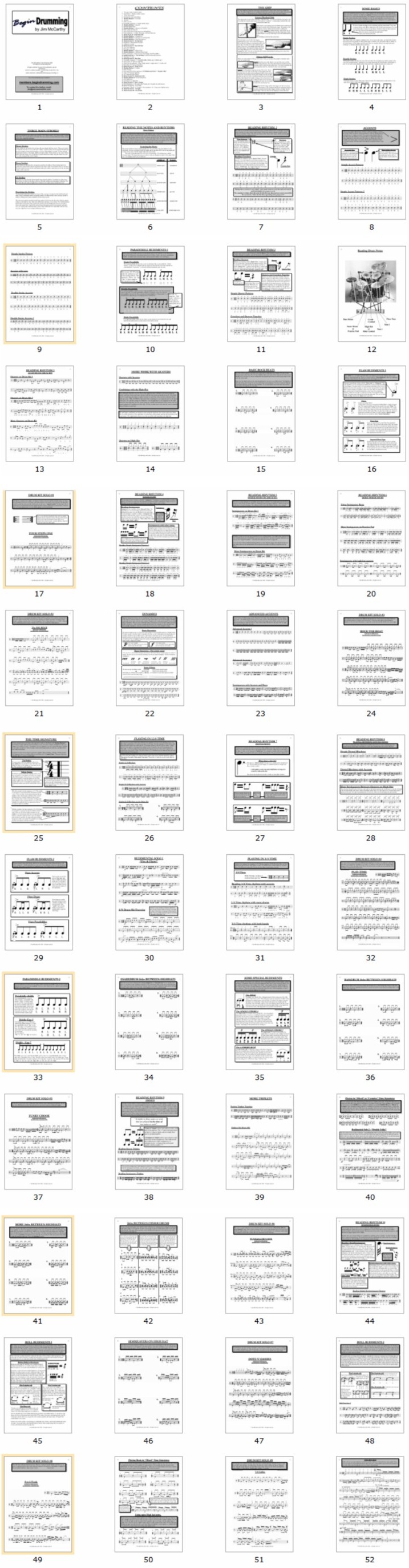 52 pages of begin drumming book